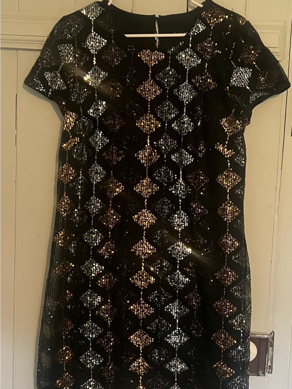 Black Sequin Short Sleeve Party Dress